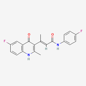 B1532292 (E)-3-(6-Fluoro-4-hydroxy-2-methylquinolin-3-YL)-N-(4-fluorophenyl)but-2-enamide CAS No. 1150271-29-6
