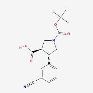 molecular formula C17H20N2O4 B1532295 (3R,4S)-1-(tert-Butoxycarbonyl)-4-(3-cyanophenyl)pyrrolidine-3-carboxylic acid CAS No. 1161787-87-6