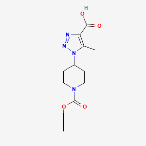 molecular formula C14H22N4O4 B1532329 1-{1-[(tert-butoxy)carbonyl]piperidin-4-yl}-5-methyl-1H-1,2,3-triazole-4-carboxylic acid CAS No. 1240527-75-6