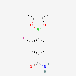 molecular formula C13H17BFNO3 B1532353 3-Fluoro-4-(tetramethyl-1,3,2-dioxaborolan-2-yl)benzamide CAS No. 957346-54-2