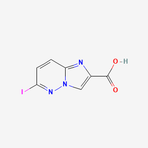 molecular formula C7H4IN3O2 B1532372 6-碘咪唑并[1,2-b]吡啶嗪-2-羧酸 CAS No. 1216380-53-8