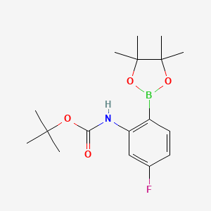 molecular formula C17H25BFNO4 B1532386 Tert-butyl (5-fluoro-2-(4,4,5,5-tetramethyl-1,3,2-dioxaborolan-2-yl)phenyl)carbamate CAS No. 1186637-38-6