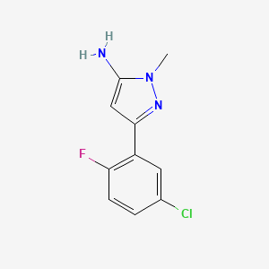 molecular formula C10H9ClFN3 B15323908 3-(5-Chloro-2-fluorophenyl)-1-methyl-1h-pyrazol-5-amine 