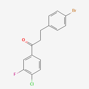 molecular formula C15H11BrClFO B1532405 3-(4-Bromophenyl)-1-(4-chloro-3-fluorophenyl)propan-1-one CAS No. 898761-64-3