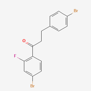 molecular formula C15H11Br2FO B1532410 1-(4-Bromo-2-fluorophenyl)-3-(4-bromophenyl)propan-1-one CAS No. 898761-78-9