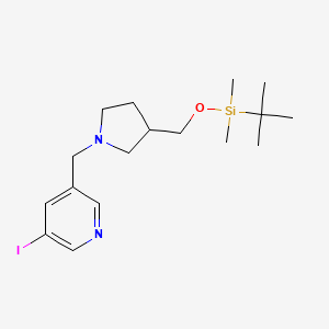 molecular formula C17H29IN2OSi B1532416 3-((3-((Tert-butyldimethylsilyloxy)methyl)-pyrrolidin-1-YL)methyl)-5-iodopyridine CAS No. 1186311-02-3