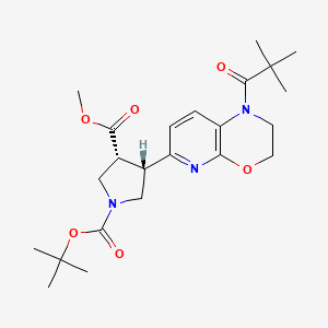 molecular formula C23H33N3O6 B1532421 (3R,4S)-1-Tert-butyl 3-methyl 4-(1-pivaloyl-2,3-dihydro-1H-pyrido[2,3-B][1,4]oxazin-6-YL)pyrrolidine-1,3-dicarboxylate CAS No. 1241675-87-5