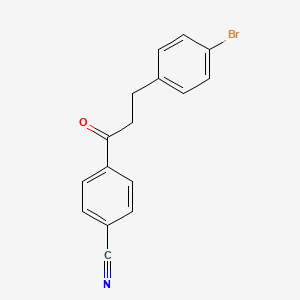 molecular formula C16H12BrNO B1532426 4-(3-(4-Bromophenyl)propanoyl)benzonitrile CAS No. 898761-09-6