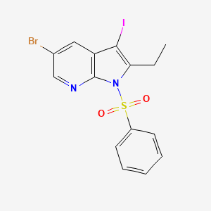 molecular formula C15H12BrIN2O2S B1532431 5-Bromo-2-ethyl-3-iodo-1-(phenylsulfonyl)-1H-pyrrolo[2,3-b]pyridine CAS No. 1246088-48-1