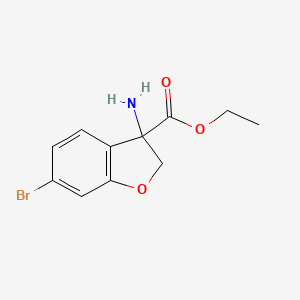 molecular formula C11H12BrNO3 B15324421 Ethyl 3-amino-6-bromo-2,3-dihydro-3-benzofurancarboxylate 