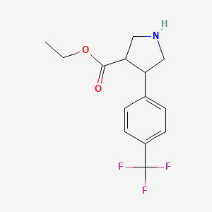molecular formula C14H16F3NO2 B15324844 Ethyl 4-[4-(trifluoromethyl)phenyl]pyrrolidine-3-carboxylate 