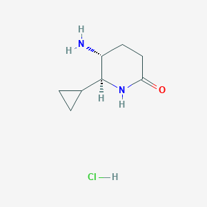 molecular formula C8H15ClN2O B15324894 rac-(5R,6S)-5-amino-6-cyclopropylpiperidin-2-one hydrochloride, trans CAS No. 2138233-23-3