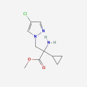 molecular formula C10H14ClN3O2 B15324947 Methyl 2-amino-3-(4-chloro-1h-pyrazol-1-yl)-2-cyclopropylpropanoate 