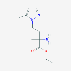molecular formula C11H19N3O2 B15324988 Ethyl 2-amino-2-methyl-4-(5-methyl-1h-pyrazol-1-yl)butanoate 