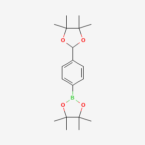 molecular formula C19H29BO4 B1532506 4,4,5,5-Tetramethyl-2-[4-(4,4,5,5-tetramethyl-1,3-dioxolan-2-yl)phenyl]-1,3,2-dioxaborolane CAS No. 620595-02-0