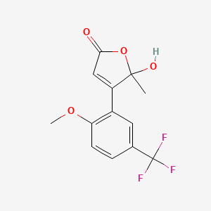 molecular formula C13H11F3O4 B1532507 5-Hydroxy-4-(2-methoxy-5-(trifluoromethyl)-phenyl)-5-methylfuran-2(5H)-one CAS No. 1354819-34-3