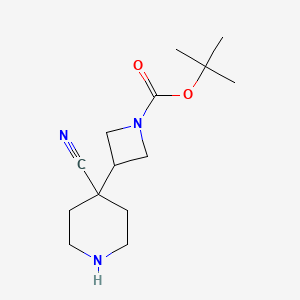 molecular formula C14H23N3O2 B15325145 Tert-butyl 3-(4-cyanopiperidin-4-yl)azetidine-1-carboxylate 
