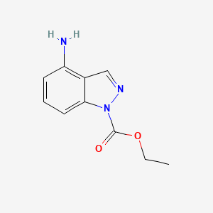 molecular formula C10H11N3O2 B15325326 ethyl 4-amino-1H-indazole-1-carboxylate 
