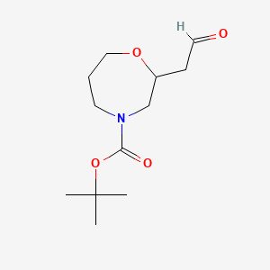 molecular formula C12H21NO4 B15325476 Tert-butyl2-(2-oxoethyl)-1,4-oxazepane-4-carboxylate 
