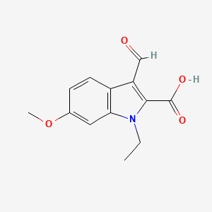 molecular formula C13H13NO4 B1532559 1-Ethyl-3-formyl-6-methoxy-1H-indole-2-carboxylic acid CAS No. 1242952-01-7