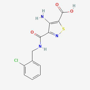 molecular formula C12H10ClN3O3S B1532571 4-Amino-3-{[(2-chlorobenzyl)amino]carbonyl}isothiazole-5-carboxylic acid CAS No. 1113109-08-2