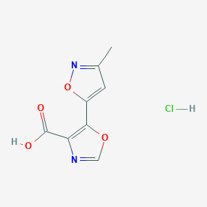 molecular formula C8H7ClN2O4 B1532576 5-(3-甲基-1,2-噁唑-5-基)-1,3-噁唑-4-羧酸盐酸盐 CAS No. 1269152-00-2
