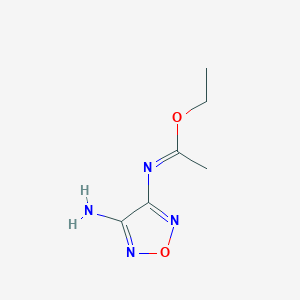 molecular formula C6H10N4O2 B1532584 ethyl (1E)-N-(4-amino-1,2,5-oxadiazol-3-yl)ethanimidoate CAS No. 1256633-10-9