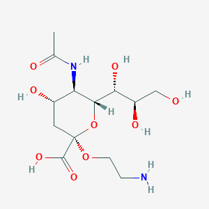molecular formula C13H24N2O9 B1532600 (2R,4S,5R,6R)-5-Acetamido-2-(2-aminoethoxy)-4-hydroxy-6-((1R,2R)-1,2,3-trihydroxypropyl)tetrahydro-2H-pyran-2-carboxylic acid CAS No. 38971-42-5