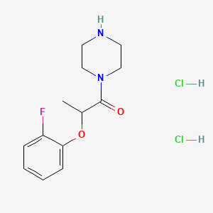 molecular formula C13H19Cl2FN2O2 B15326059 2-(2-Fluorophenoxy)-1-(piperazin-1-yl)propan-1-onedihydrochloride 