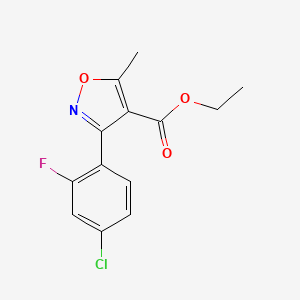 B1532637 3-(4-Chloro-2-fluoro-phenyl)-5-methyl-isoxazole-4-carboxylic acid ethyl ester CAS No. 1159602-71-7