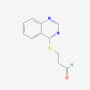 molecular formula C11H10N2OS B15326407 3-(Quinazolin-4-ylthio)propanal 