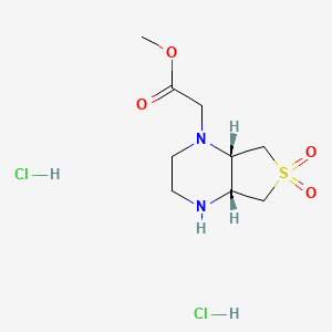 molecular formula C9H18Cl2N2O4S B1532651 methyl [(4aR,7aS)-6,6-dioxidohexahydrothieno[3,4-b]pyrazin-1(2H)-yl]acetate dihydrochloride CAS No. 2173052-57-6