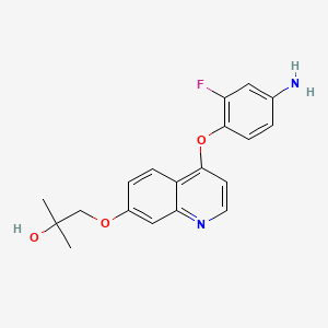 molecular formula C19H19FN2O3 B1532786 1-((4-(4-Amino-2-fluorophenoxy)quinolin-7-yl)oxy)-2-methylpropan-2-ol CAS No. 1394821-00-1