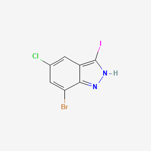 molecular formula C7H3BrClIN2 B15328372 7-Bromo-5-chloro-3-iodo-1H-indazole 