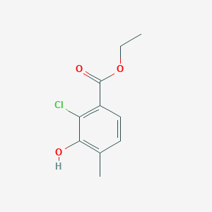 molecular formula C10H11ClO3 B15328489 Ethyl 2-chloro-3-hydroxy-4-methylbenzoate 