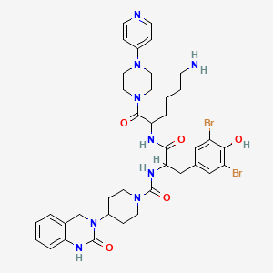 molecular formula C38H47Br2N9O5 B15328563 N-[1-[[6-amino-1-oxo-1-(4-pyridin-4-ylpiperazin-1-yl)hexan-2-yl]amino]-3-(3,5-dibromo-4-hydroxyphenyl)-1-oxopropan-2-yl]-4-(2-oxo-1,4-dihydroquinazolin-3-yl)piperidine-1-carboxamide 