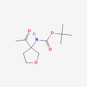 molecular formula C11H19NO4 B15328670 tert-butyl N-(3-acetyloxolan-3-yl)carbamate 