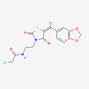 molecular formula C15H13ClN2O5S B15329523 n-(2-(5-(Benzo[d][1,3]dioxol-5-ylmethylene)-2,4-dioxothiazolidin-3-yl)ethyl)-2-chloroacetamide 