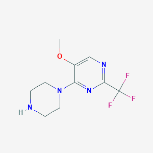 molecular formula C10H13F3N4O B1532953 5-Methoxy-4-(piperazin-1-yl)-2-(trifluoromethyl)pyrimidine CAS No. 1048912-73-7