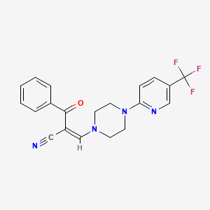 molecular formula C20H17F3N4O B1532954 (2Z)-2-[(Z)-benzoyl]-3-{4-[5-(trifluoromethyl)pyridin-2-yl]piperazin-1-yl}prop-2-enenitrile CAS No. 1024750-66-0