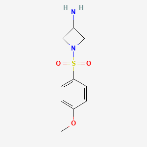 molecular formula C10H14N2O3S B1532965 1-(4-Methoxybenzenesulfonyl)azetidin-3-amine CAS No. 1340491-78-2