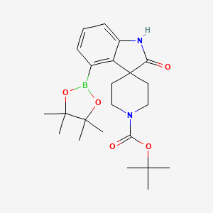 molecular formula C23H33BN2O5 B15329744 tert-Butyl 2-oxo-4-(4,4,5,5-tetramethyl-1,3,2-dioxaborolan-2-yl)spiro[indoline-3,4'-piperidine]-1'-carboxylate 