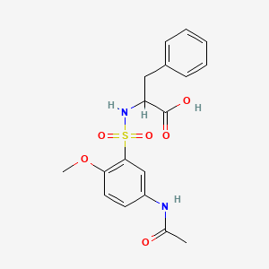 molecular formula C18H20N2O6S B15329821 2-({[5-(Acetylamino)-2-methoxyphenyl]sulfonyl}amino)-3-phenylpropanoic acid 