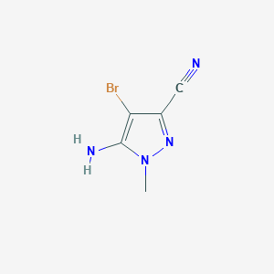 molecular formula C5H5BrN4 B15330153 5-Amino-4-bromo-1-methyl-1H-pyrazole-3-carbonitrile 