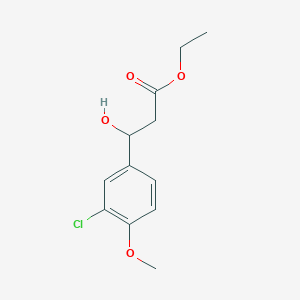 molecular formula C12H15ClO4 B15330783 Ethyl 3-(3-chloro-4-methoxyphenyl)-3-hydroxypropanoate 