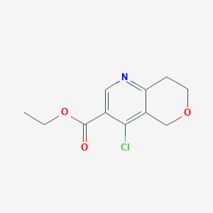 molecular formula C11H12ClNO3 B15331094 ethyl 4-chloro-7,8-dihydro-5H-pyrano[4,3-b]pyridine-3-carboxylate 