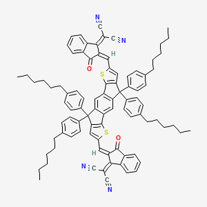 molecular formula C90H82N4O2S2 B15331167 2-[(2Z)-2-[[15-[(Z)-[1-(dicyanomethylidene)-3-oxoinden-2-ylidene]methyl]-9,9,18,18-tetrakis(4-hexylphenyl)-5,14-dithiapentacyclo[10.6.0.03,10.04,8.013,17]octadeca-1(12),2,4(8),6,10,13(17),15-heptaen-6-yl]methylidene]-3-oxoinden-1-ylidene]propanedinitrile 
