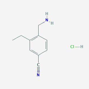 molecular formula C10H13ClN2 B15331613 4-(Aminomethyl)-3-ethylbenzonitrile hydrochloride 