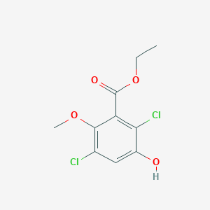 molecular formula C10H10Cl2O4 B15331696 Ethyl 2,5-dichloro-3-hydroxy-6-methoxybenzoate 