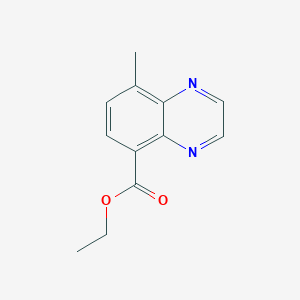 molecular formula C12H12N2O2 B15331841 Ethyl 8-methylquinoxaline-5-carboxylate 